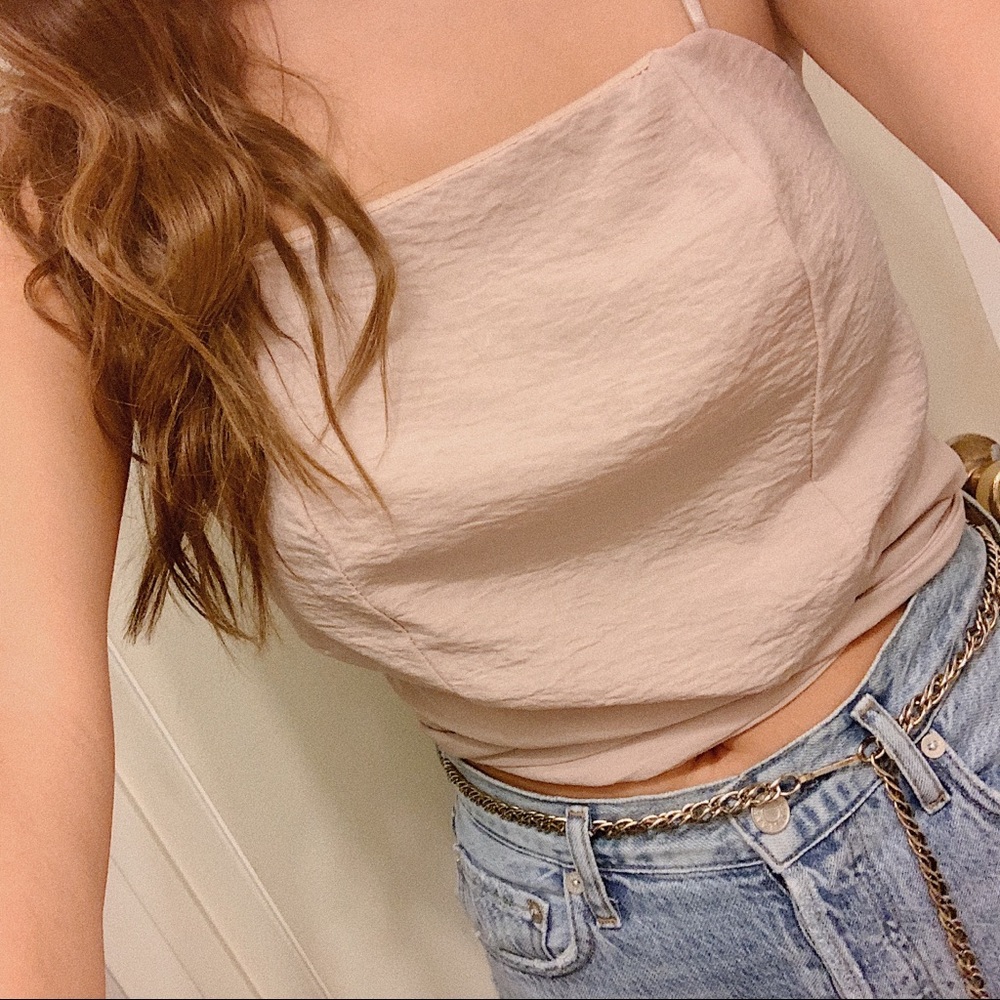 Blush crop top that ties and/or wraps over!